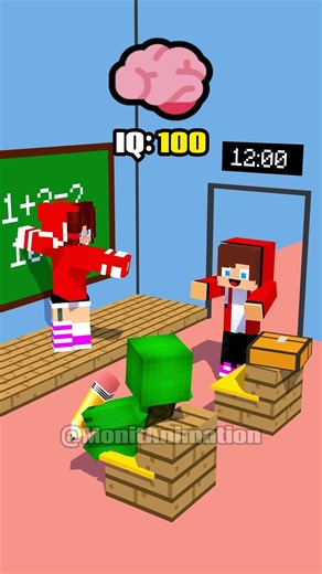JJ IQ Test in School 🧠🤓 - MAIZEN Minecraft Animation #shorts
