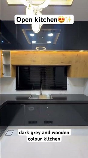 dark grey and wooden colour kitchen😍✨ Next-Level Kitchen Design! ✨ You've Never Seen This Before!