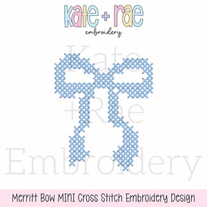 Merritt Bow MINI Cross Stitch Embroidery Design • Faux Cross Stitch Machine Embroidery Digital Download - Etsy
