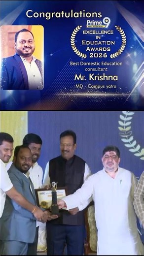 Best Domestic Education Consultant Mr. Krishna | Excellence In Education Awards 2026 | Prime9 News