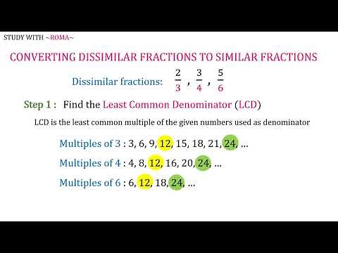 Finding the LCD and Changing Dissimilar Fractions to Similar Fractions