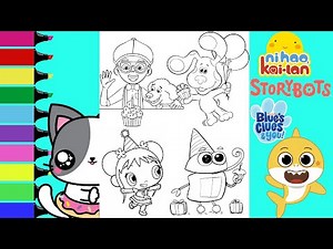 Coloring Book Compilation for Kids Birthday Fun Storybots Blues Clues Kai Lan Blippi Baby Shark