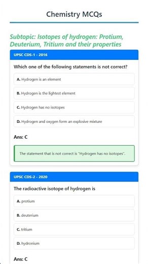 Isotopes of hydrogen: Protium, Deuterium, Tritium and their properties