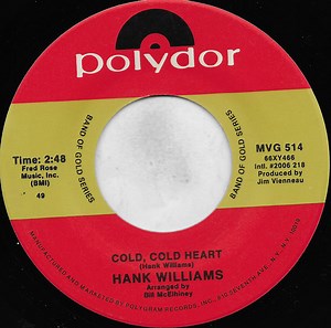 Hank Williams - Cold, Cold Heart / I'm So Lonesome I Could Cry