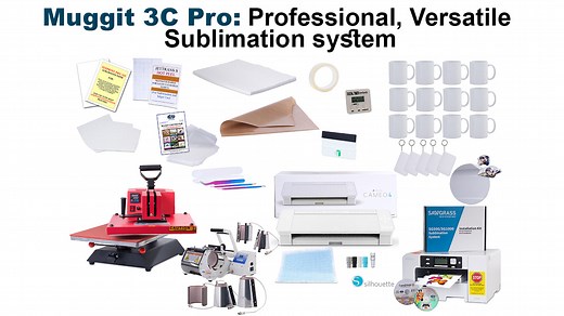 Muggit 3C Pro: Professional, Versatile Sublimation system The Muggit™ 3C Pro is our top of the range professional sublimation system. This system is aimed at those who are intending to use it in a shop or business environment, then the Muggit™ 3C pro is the smallest system you should be looking at for professional use. This system includes a separate mug press and a T-shirt press, so you can produce larger volumes and have more versatility at one time. You can use the mug press to heat transfer 