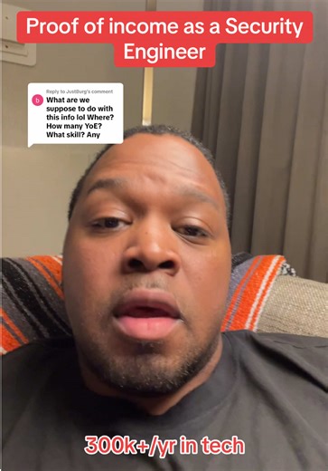 Replying to @JustBurg proof of making 300k/year as a Security Engineer in Cybersecurity in the video of the comment I’m responding to. #moneytoks #salary #techtok #fyppppppppppppppppppppppp #xyzbca