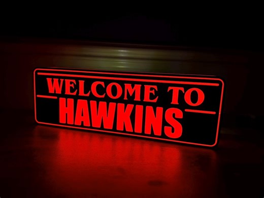 Welcome to Hawkins Stranger LED Sign: Wall Decor, Mancave Accessory Things - Etsy