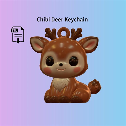 Deer Keychain STL File | Cartoon Animal Charm (digital Download) - Etsy