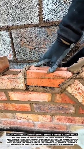 Angled Brick Installation Technique | Strong & Precise Masonry Detail.