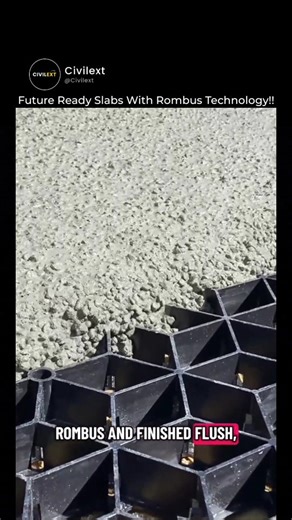 civilext on Instagram: "Tired Of Thick Concrete Slabs? Meet The Rombus Grid System. The Rombus Grid is a modular, high-strength polymer paving system designed to be filled with concrete. It works like a reinforced slab system that can replace traditional full-depth concrete and steel mesh. When filled with 32MPa concrete using 10mm aggregate, it can support over 10,000 tonnes per square meter. That is serious structural strength. With only 40mm to 50mm concrete depth, it can outperform thicker i