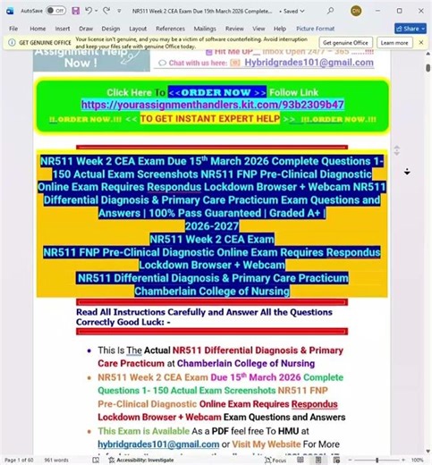 NR511 Week 2 CEA Exam Due 15th March 2026 Complete Questions 1 150 Actual Exam Screenshots NR511 FN