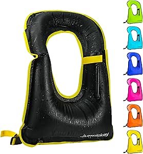 Inflatable Snorkel Vest Adults, Portable Snorkel Jacket, Buoyancy Vest for Snorkeling, Swimming, Kayaking, Boating, Safety Load Up to 220 Ibs