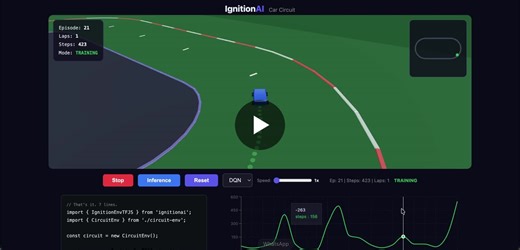 IgnitionAI — le ML-Agents du JavaScript. Un framework open source qui permet d entraîner des agents par renforcement directement dans le navigateur. Puis de les exporter en ONNX pour les déployer… | Salim Laimeche