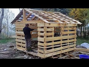Man Builds a House with ABANDONED PALLETS in the Middle of the Forest | by ‪@lesnoy_craft8607‬