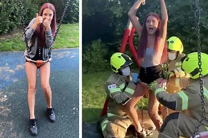 Teen rescued from swing