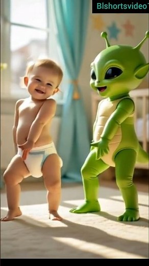 Cute Baby Dancing with Alien | Funny Banana Dance | Baby Dance 2025 #shorts #trending #viral