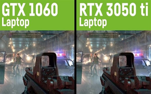 GTX 1060 6G vs RTX 3050Ti 4G（60W） 笔记本显卡对比（1080P分辨率测试） 1080P 60帧视频