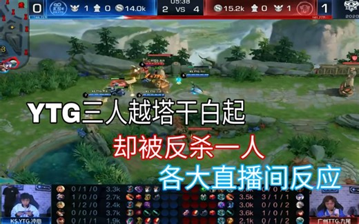 【KPL秋季赛广州TTGvsKS.YTG】YTG三人越塔干白起却被反杀一人各大直播间反应