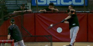 Jeff Samardzija homered into the Chase Field pool during batting practice