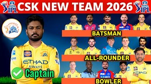 IPL 2026 - Chennai Super Kings Team Full Squad | CSK Team New Players List 2026 | CSK New Team 2026 #IPL #IPL2026 #ChennaiSuperKings #CSK #CSKSquad2026 #msdhoni #sanjusamson #sportssuperfans #Cricket IPL 2026 Chennai Super Kings Team Probable Squad - 1. Faf Du Plassis ✈ 2. Sanju Samson 3. Ruturaj Gaikwad 4. Cameron Green ✈ 5. Ayush Mahatre 6. Dewald Brevis ✈ 7. Jamie Smith ✈ 8. Shivam Dube 9. Nathan Ellis ✈ 10. Khaleel Ahmed 11. MS Dhoni 12. Wian Mulder ✈ 13. Urvil Patel 14. Noor Ahmed ✈ 15. Van