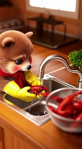 This Bear Cooks Crawfish Like a Chef!