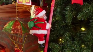 Poen 5 Pcs Electric Climbing Santa Decoration - Santa Claus Climbing Tree Rope Ladder Parachute Somersault Musical Hanging Ornaments for Home Xmas Gift Party, 5 Styles