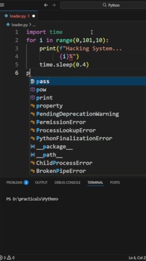 Python Hacking Loader Animation 💻🔥 | Fake Hacker Terminal #shorts #coding #python #programming