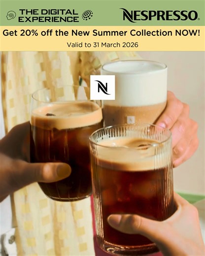 ☀️ Summer tastes better on ice ☀️ Hit play on iced moments, bold flavours and cool coffee rituals with Nespresso’s Summer Limited-Edition Collection. Crafted for ice. Designed for summer. Made to sip slowly (or dance around with). 🎉 Now enjoy 20% OFF the Nespresso Summer Collection 📅 Valid until 31 March 2026 While stocks last. Shop in store or online - https://bit.ly/49NNmwS Best Brands. Best Price. Best Advice. Free Delivery within 50km from Fourways. Nationwide delivery available. 🛒See our