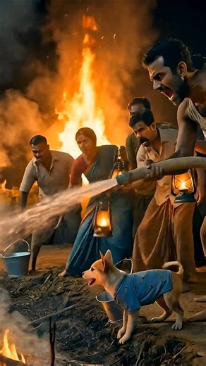 Brave Puppy Saves Burning Paddy Field at Night 😭🔥#viral #puppy #love