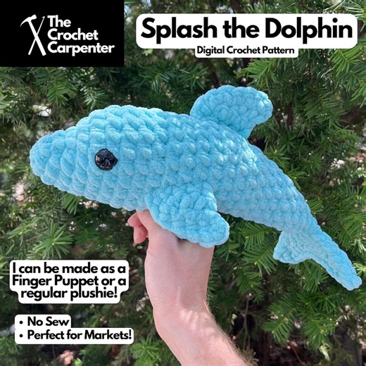 Crochet Dolphin Pattern: Splash the Dolphin Plushie/puppet (digital Download) - Etsy