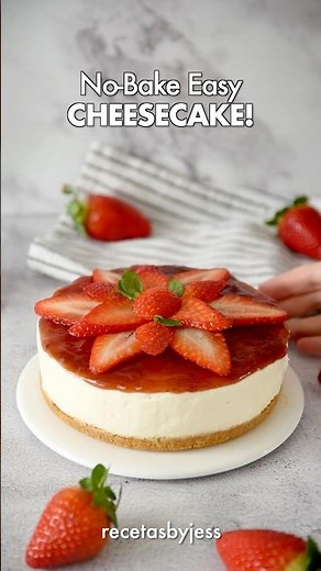 No-Bake Easy CHEESECAKE! 🍓❤️ #cheesecake #nobakerecipe #easyrecipe