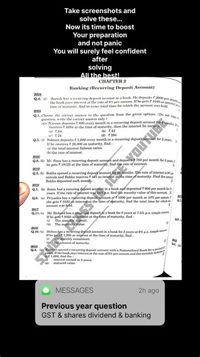 Class 10 icse maths previous year questions Gst share dividend banking pyq !