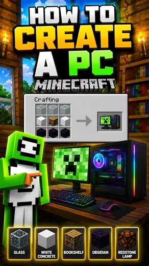 How to Create a PC in Minecraft 💻 | Easy Gaming Setup Build Tutorial #shorts