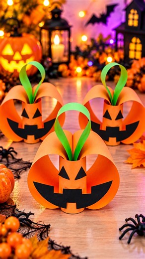 🎃🧡 Turn simple paper into adorable Halloween pumpkin decorations!