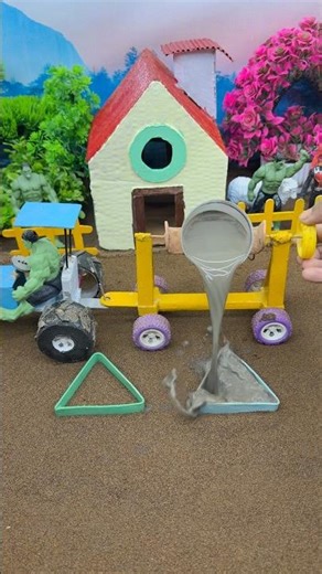 😲 Mini Tractor Automatic Pillar Maker | DIY Baige Construction Machine #shorts