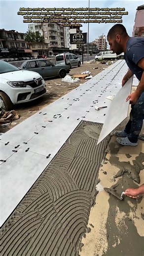 Perfect Large-Format Tile Installation on Sidewalk in Record Time