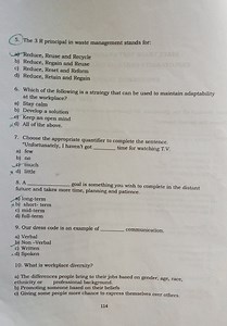 5. The 3 R principal in waste management stands for:a) Reduce,... | Filo