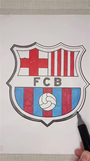 Paint the FC Barcelona emblem #coloring #barcelona #shorts #ncsmusic
