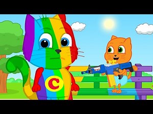 🔴 Família de Gatos - Supergato Arco-íris Desenho Infantil em Português Brasil