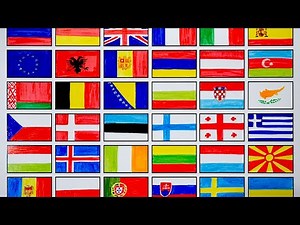 Drawing of flags in Europe | What continent are you from?