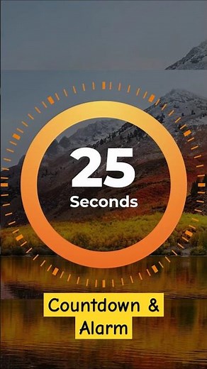 00:25s ⏲️ 25 Second Countdown with Tick Tock Sound Every Second and Alarm for 10s - No Loop
