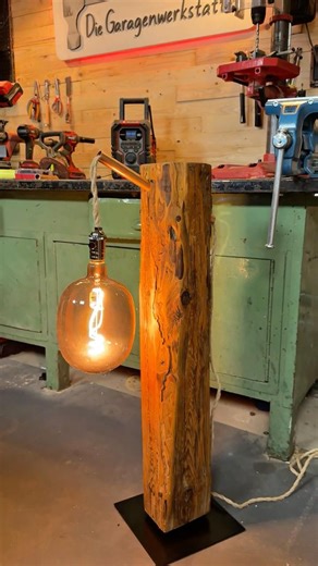 Advertisement/ Reclaimed wood beam lamp 💡 #diy #craft #handcraft #lamp #interior