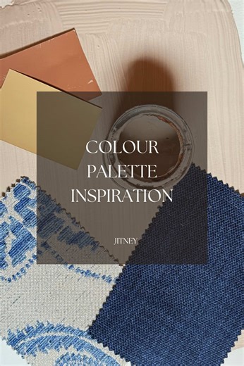 This scheme starts with Jitney by@Farrow & Ball, a warm, yellow-based neutral with an earthy softness that works almost anywhere. The main curtain fabric is Baroque in Cobalt Blue, where the soft gold ground keeps the palette warm and lets the cobalt pattern stand out without feeling stark. Dulux Firewood adds balance and depth, working well on panelling or joinery and tying in beautifully with red-toned woods like cherry, stained oak or walnut. Eternity Linen in Twilight Blue grounds the scheme