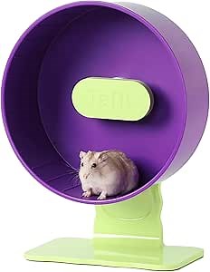 Silent Hamster Wheel 8.7 Inch Dual-Bearings Small Animals Quiet Running Exercise Wheels, Height Adjustable for Dwarf Hamsters, Gerbils, Mice, Hedgehog, or Other Small Pets, Grape Purple
