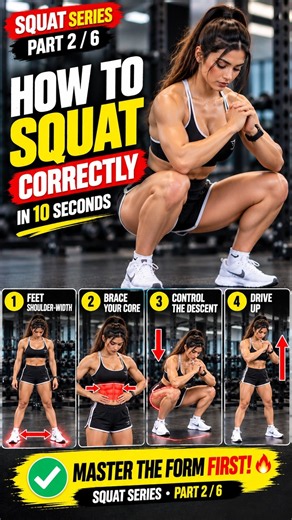 How to Squat Correctly in 10 Seconds 🔥 | Squat Form #Shorts #viralshorts #series
