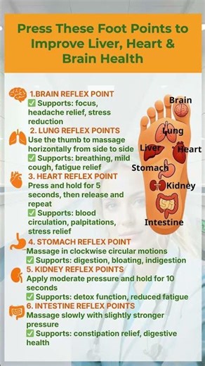 Press These Foot Points to Improve Liver, Heart & Brain Health