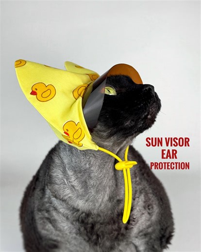 Cat Baseball Cap With Ear Covers, Sun Visor Hat for Cats, Cotton Cat Cap, UV Protection for Cat Ears, Sphynx Cat Clothing - Etsy