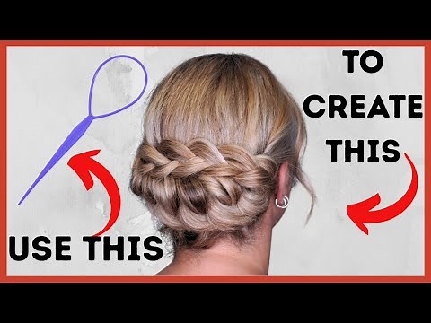 Looped and braided low bun hairstyle