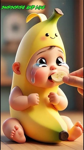 He’s Crying… But Still Eating 🍌🥹 | Banana Baby Moment #aww