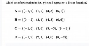 Which set of ordered pairs (x, y) could represent a linear func... | Filo